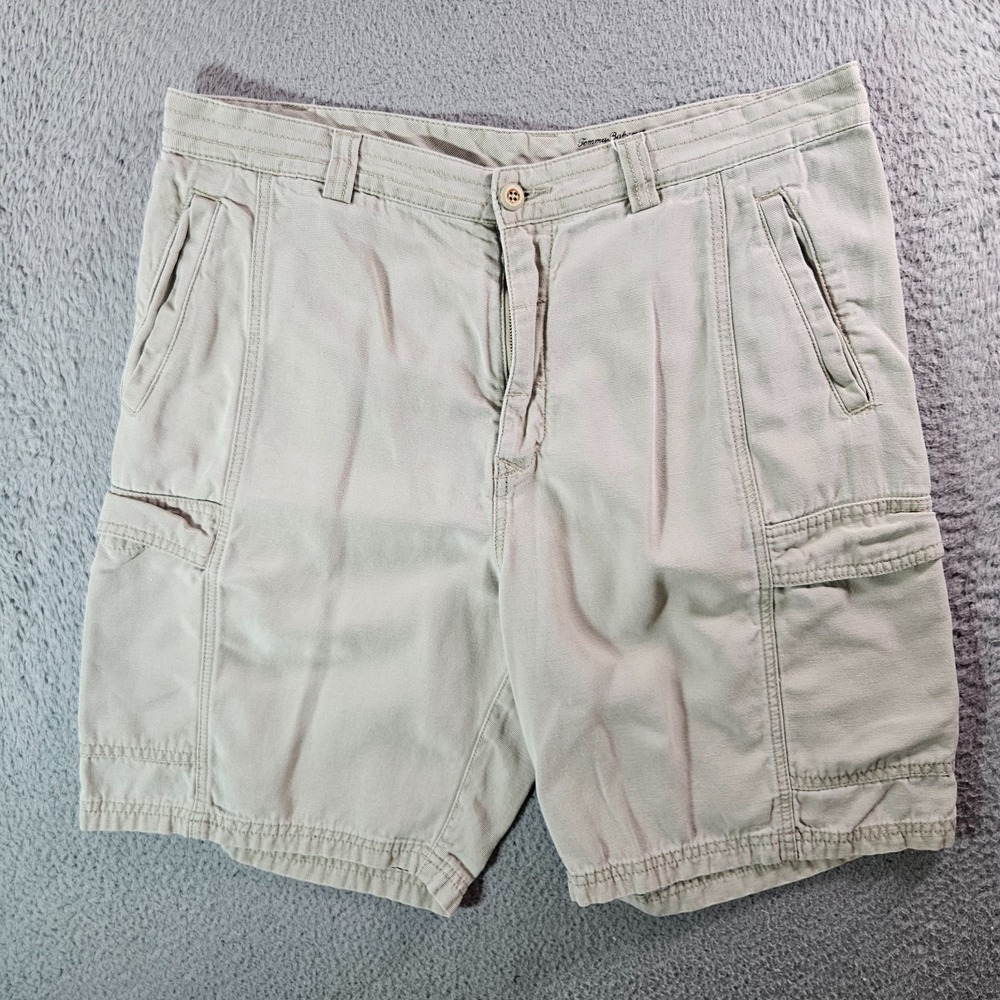 Tommy Bahama Cargo Shorts Men 35‎ Relaxed Fit Y2K Lyocell Cotton Beige